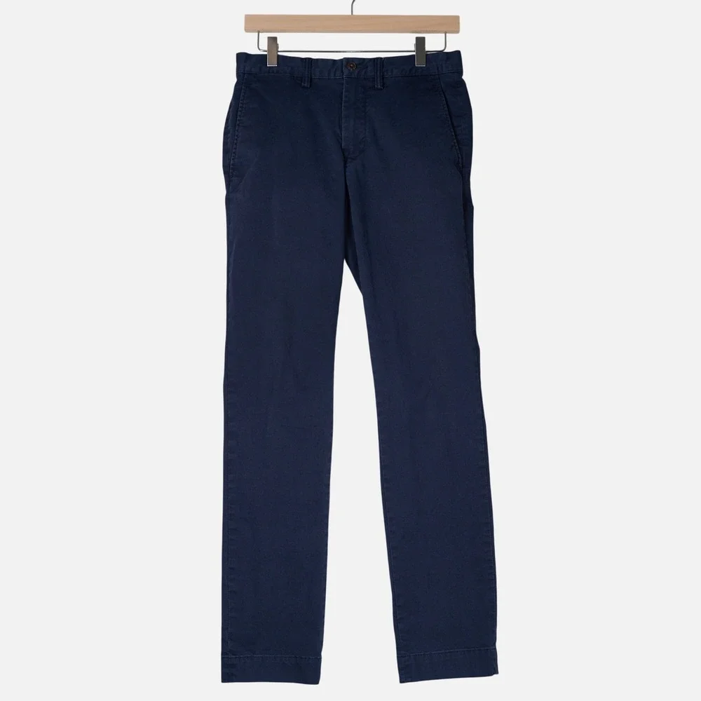 Polo Ralph Lauren Mens Navy Blue Stretch Slim Fit Chino Pants 28x32 Cotton Blend